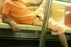 An example of the sort of subway seat hogging the MTA is trying to curtail. [1987porsche944